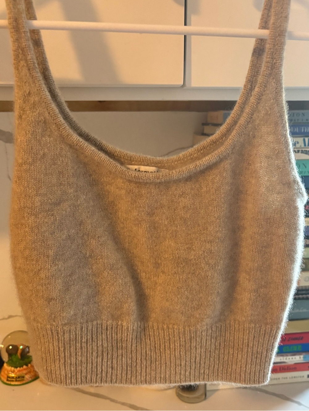 Reformation Cropped Cashmere Sweater Tank in Taupe
